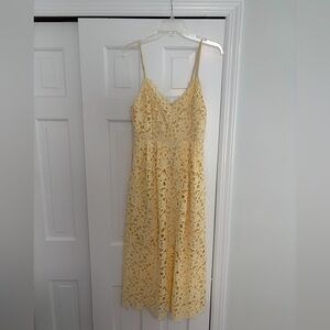 Astr Yellow Lace Midi Dress